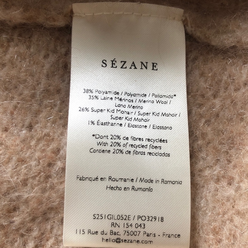 Sezane Pepy Cardigan Knit Tie-Front Sweater Vest in Tan Size 8 - Picture 7 of 7